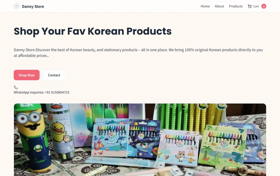 Danny Stationary Shop homepage screenshot