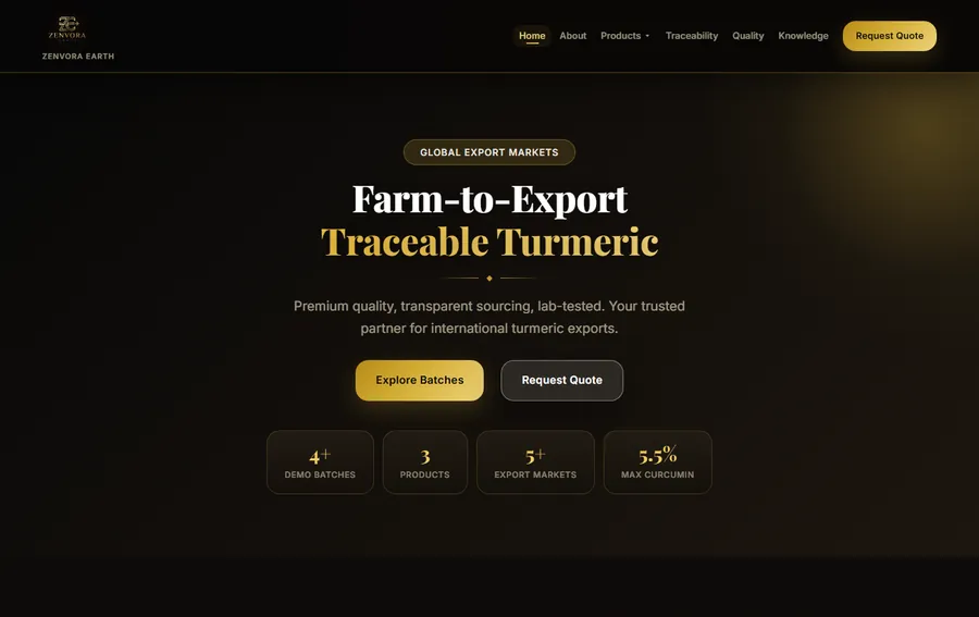 Export Demo Site homepage screenshot